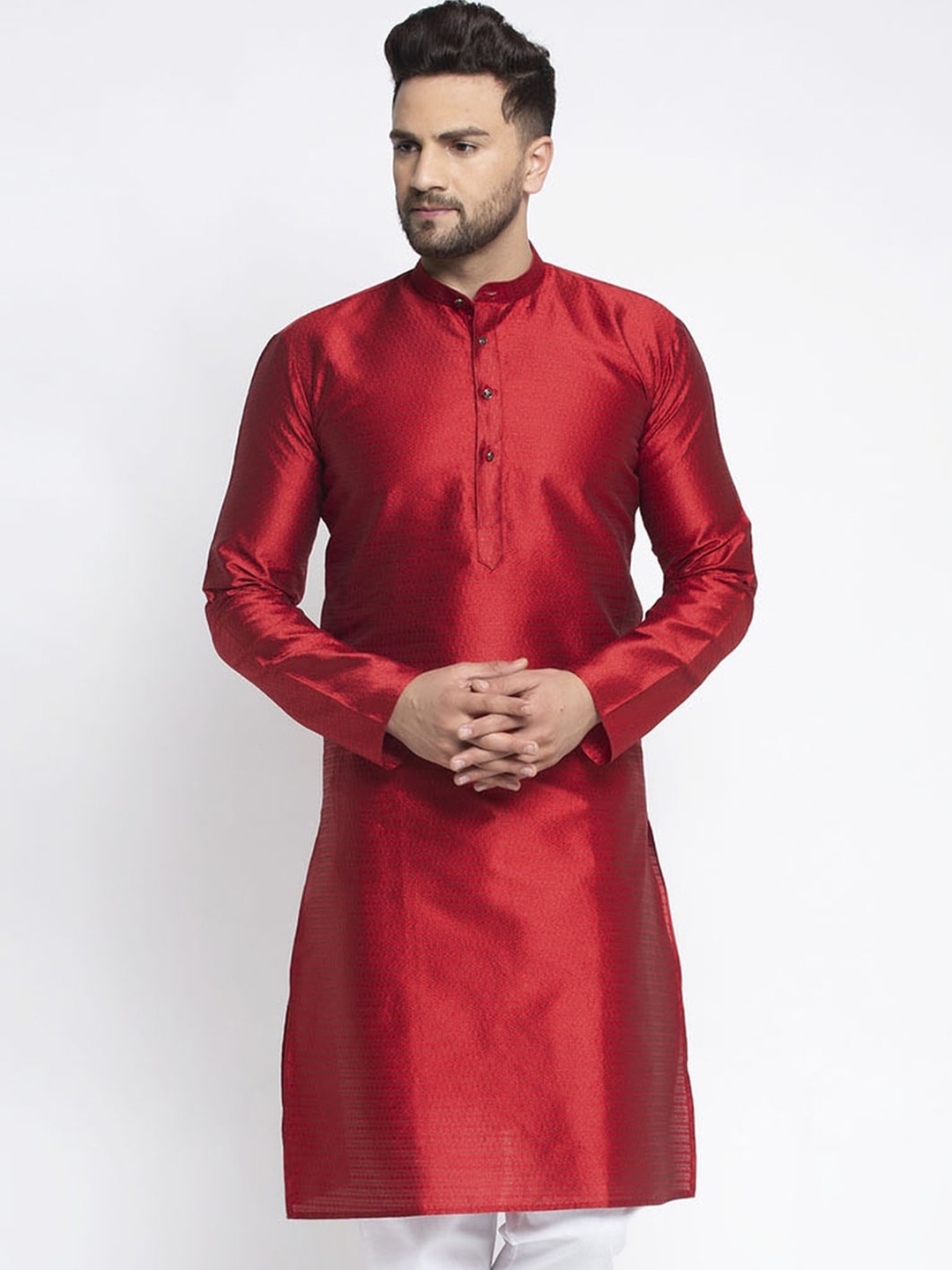 

Jompers Men Maroon Solid Straight Kurta