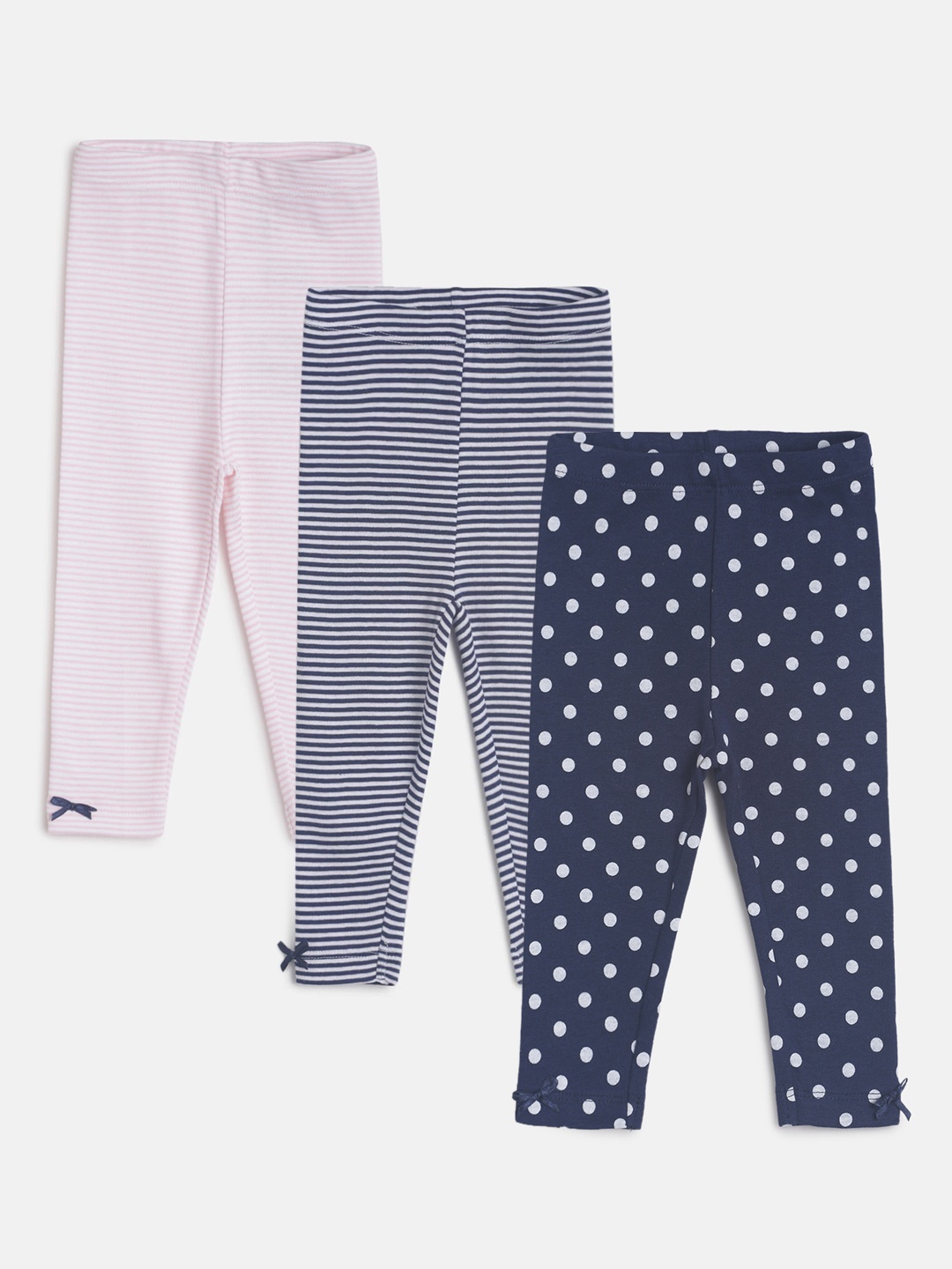 MINI KLUB Infant Girls Pack Of 3 Ankle-Length Leggings, Navy blue