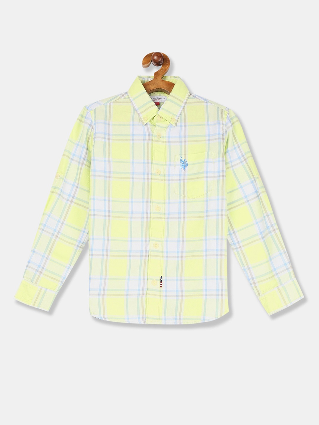 

U.S. Polo Assn. Kids Boys Yellow Regular Fit Checked Casual Shirt