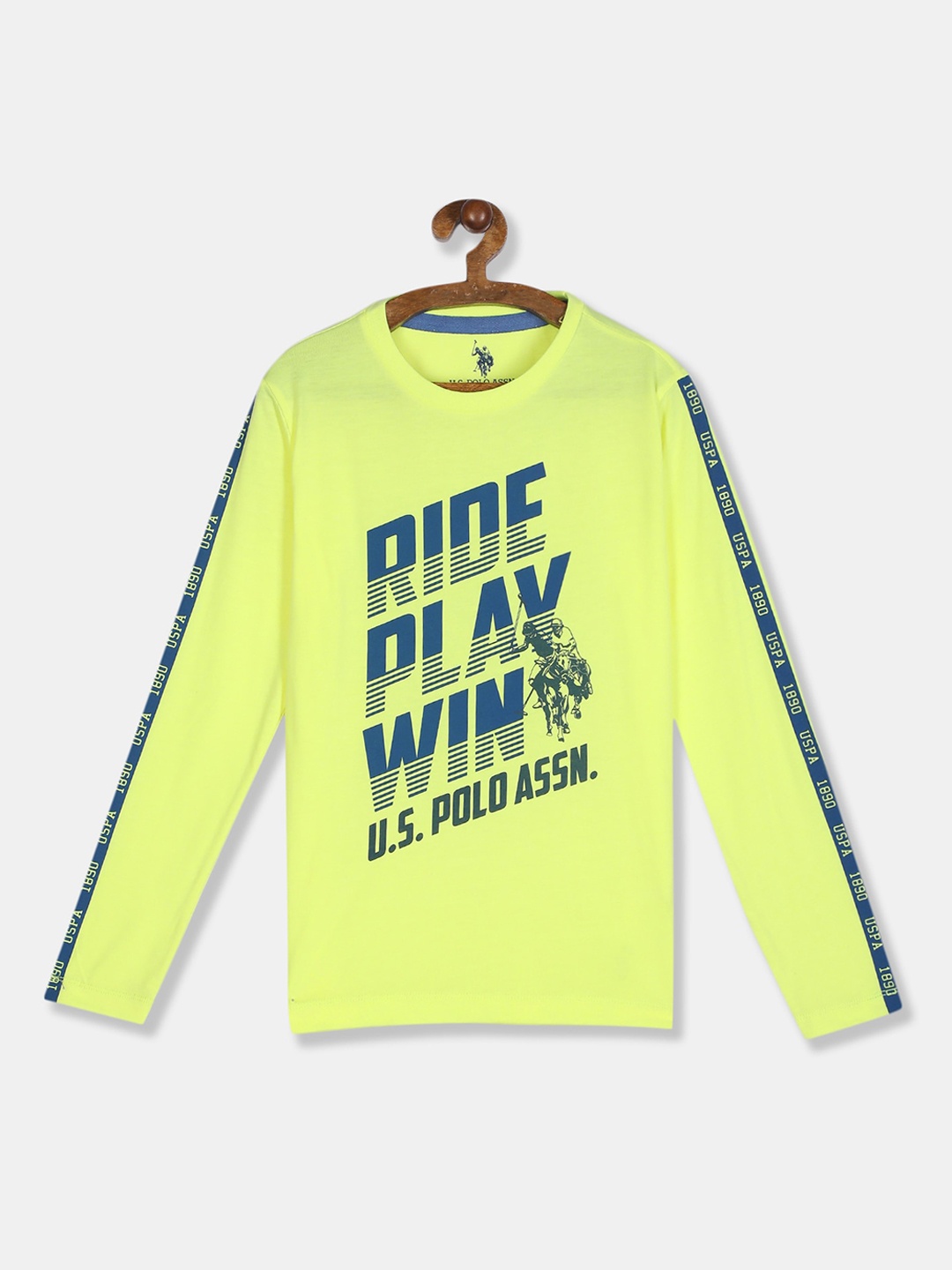 

U.S. Polo Assn. Kids Boys Lime Green Printed Round Neck T-shirt