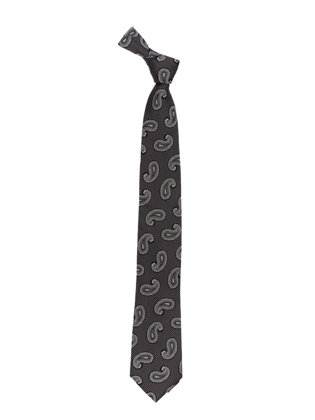 The Tie Hub Grey & Black Woven Design Broad Tie