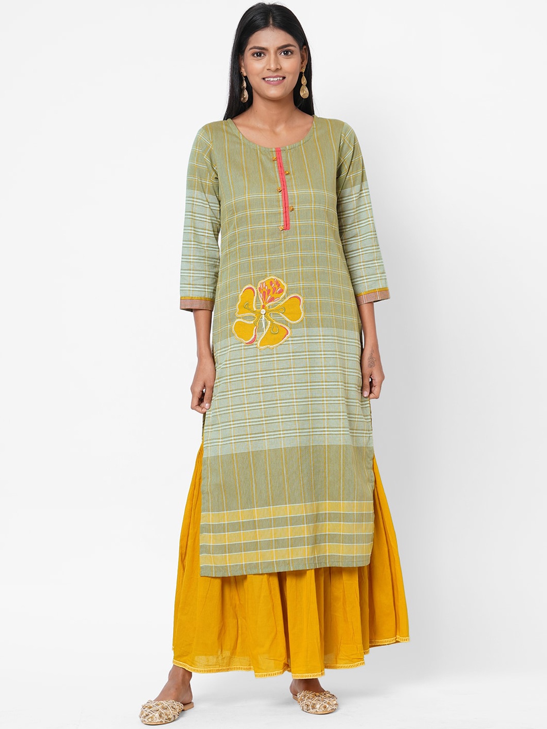 

Os Green Checked Kurta