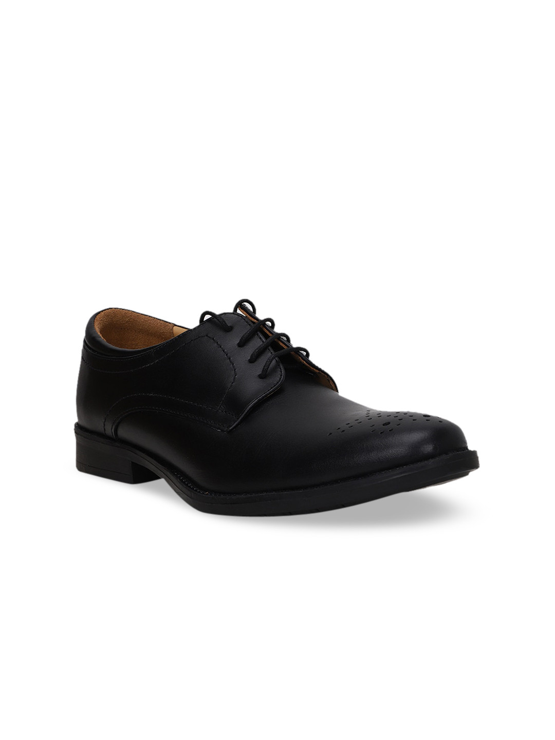 

Bata Men Black Solid Leather Formal Derbys