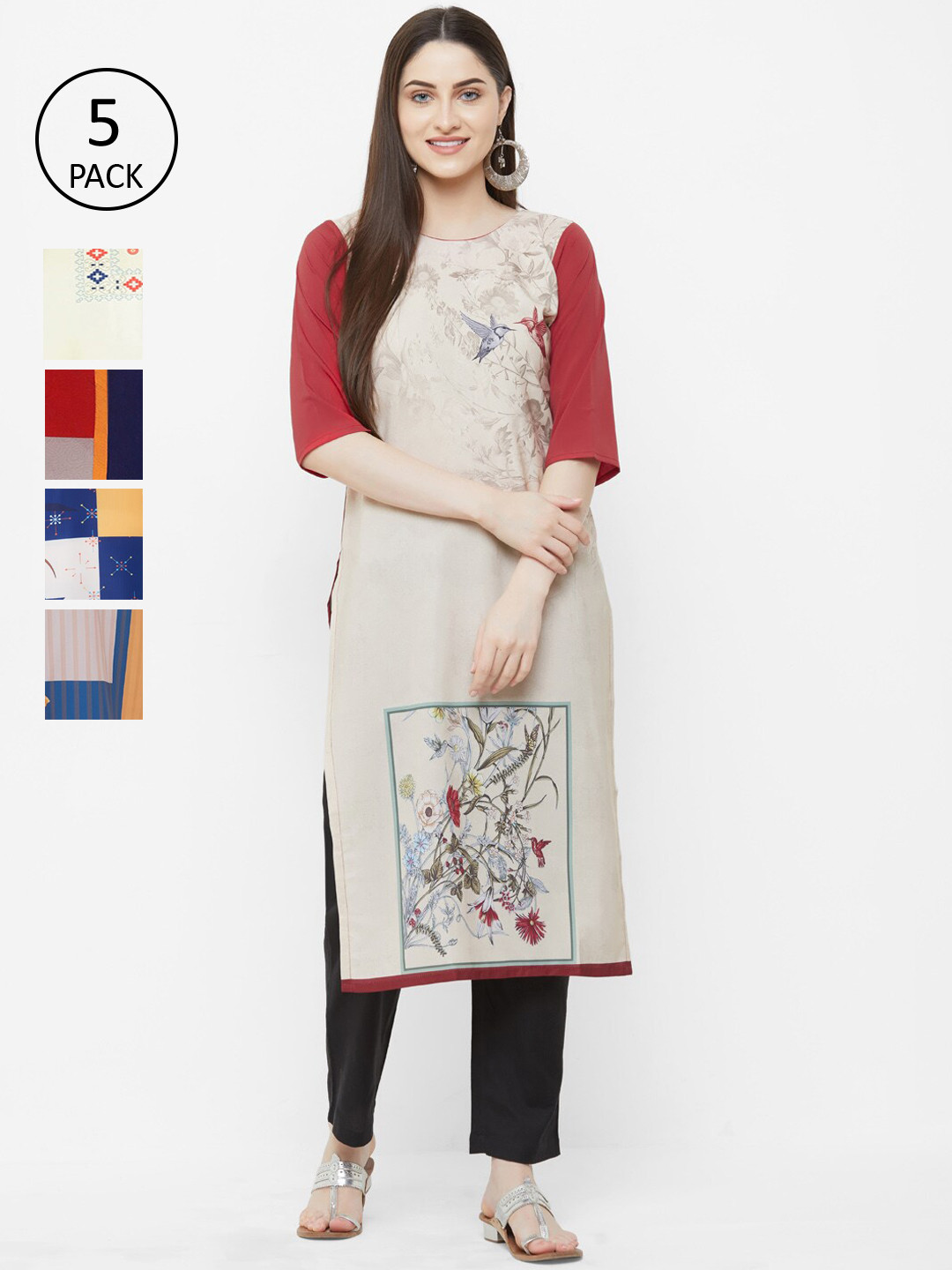 

7Threads Women Multicoloured Embroidered Straight Kurta, Multi