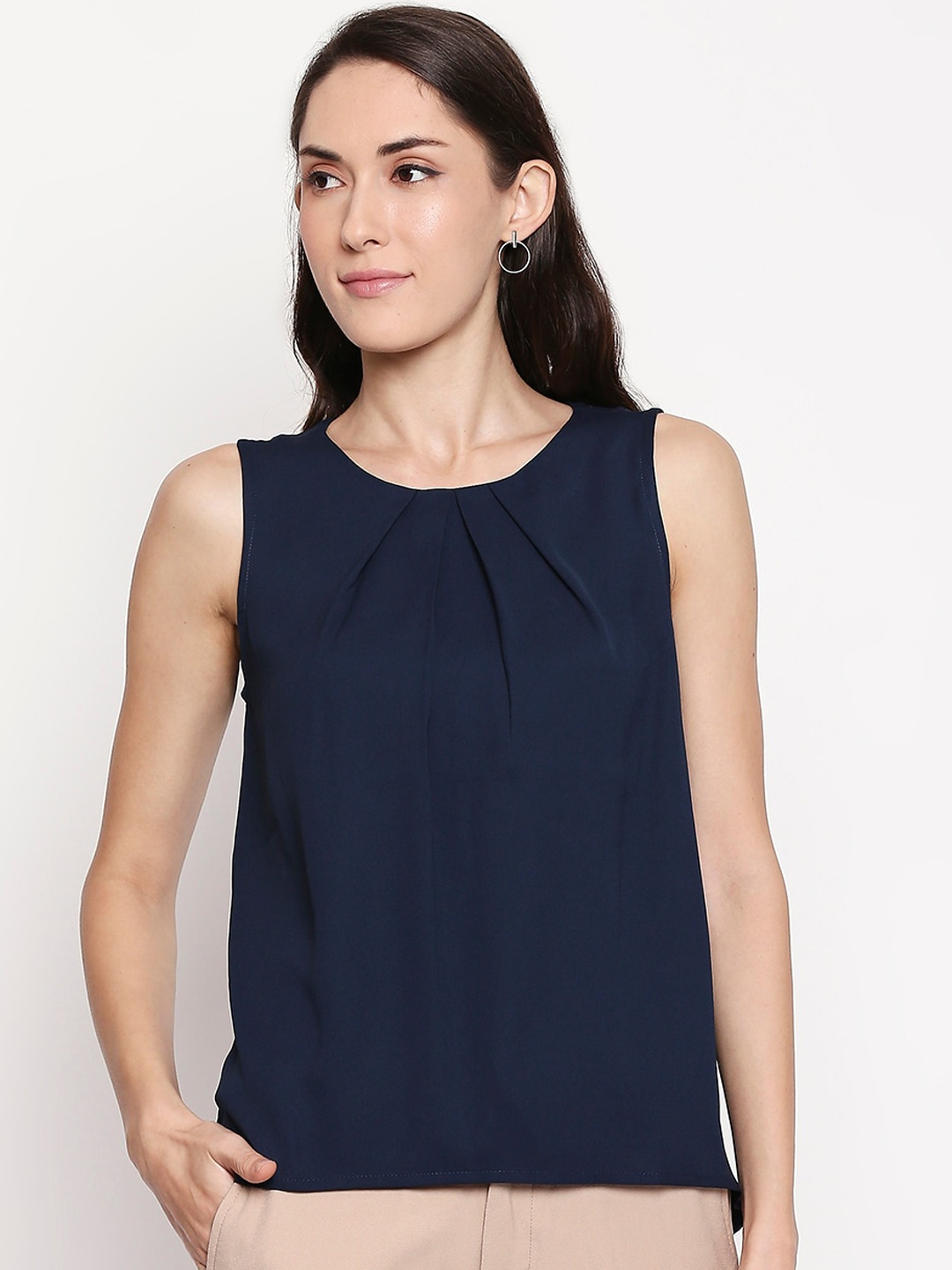 

Annabelle by Pantaloons Women Navy Blue Solid Top