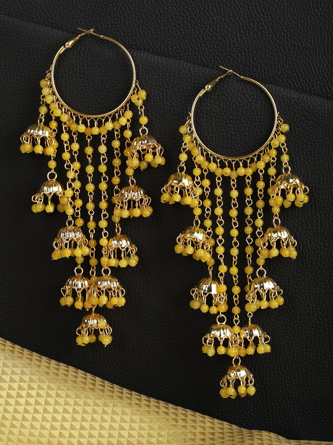 

Priyaasi Gold-Plated & Yellow Contemporary Jhumkas