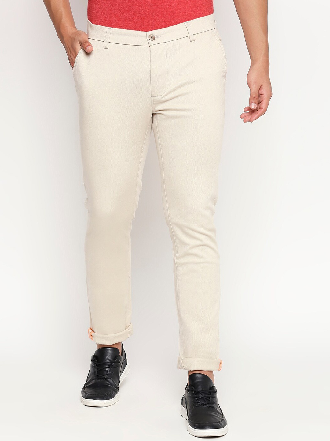 

Basics Men Beige Tapered Fit Solid Regular Trousers