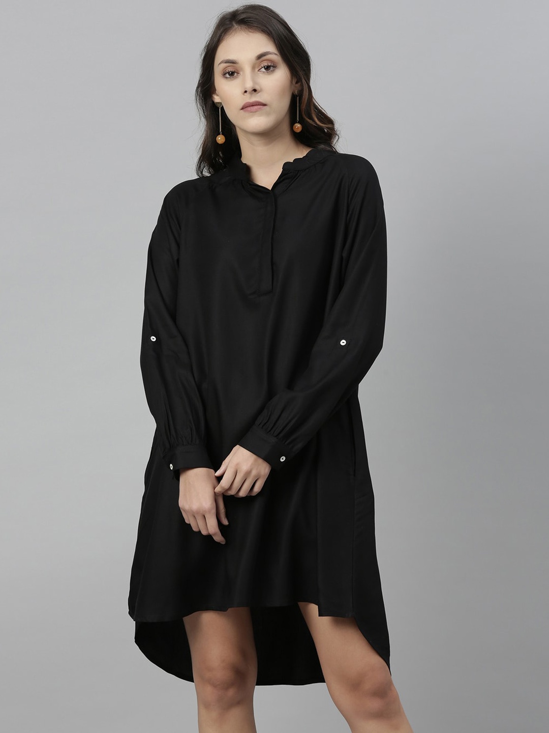 

RAREISM Women Black Solid Shirt Dress