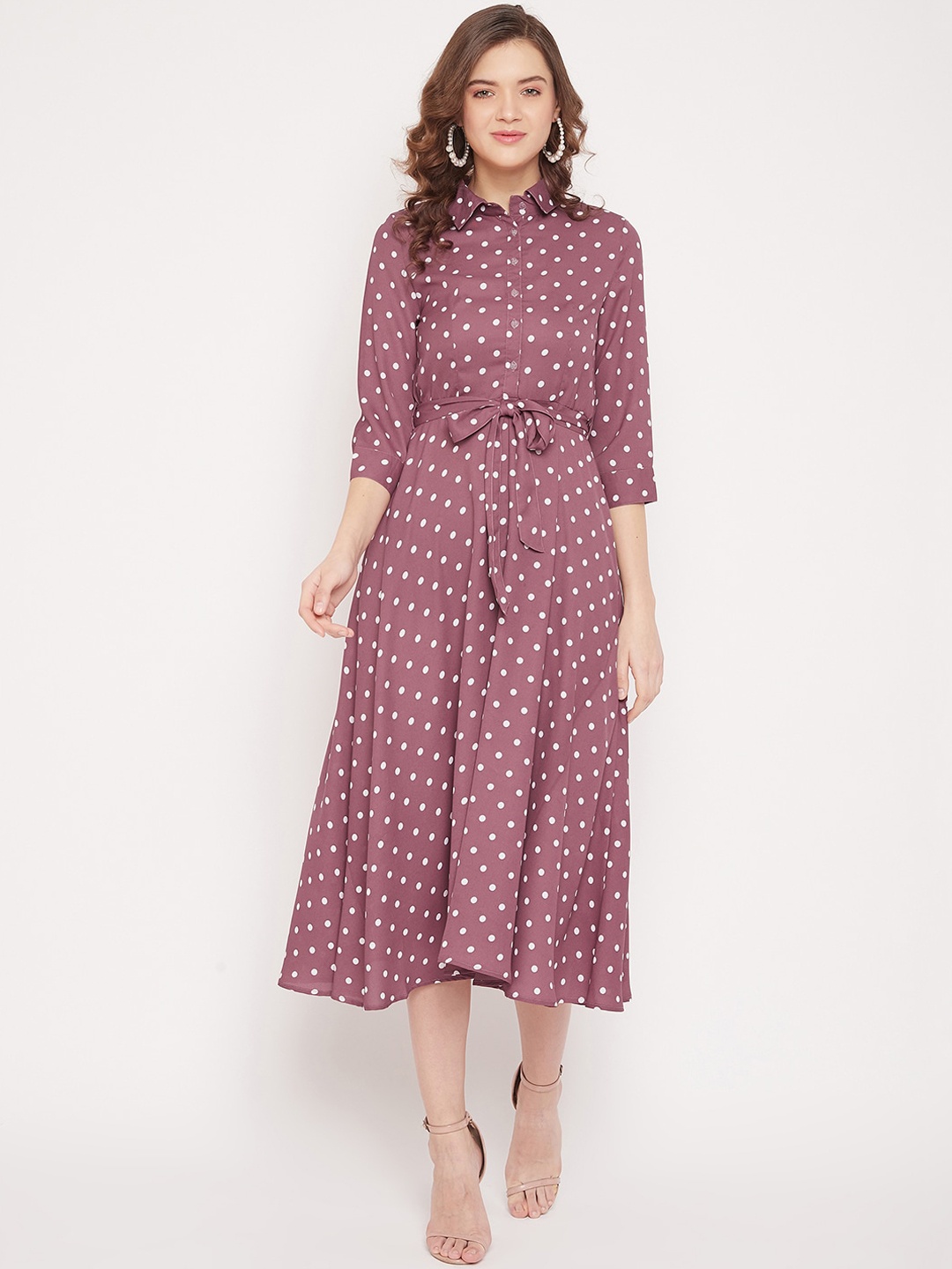 PANIT Women Mauve Printed Shirt Dress