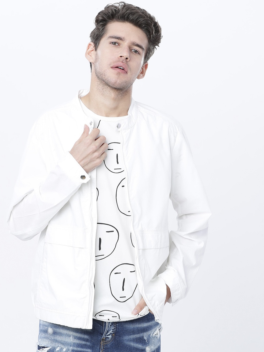 

HIGHLANDER Men White Printed Tailored Shacket