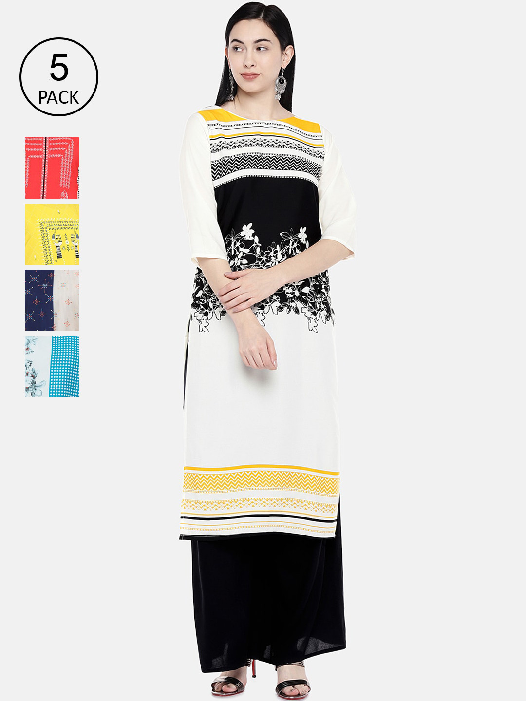 

7Threads Women Multicoloured Embroidered Straight Kurta, Multi