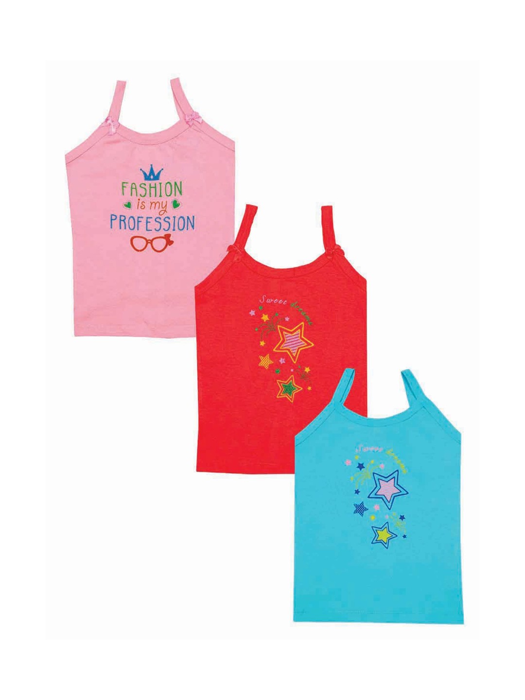 

Zoom Minimondo Girls Pack of 3 Vests, Blue