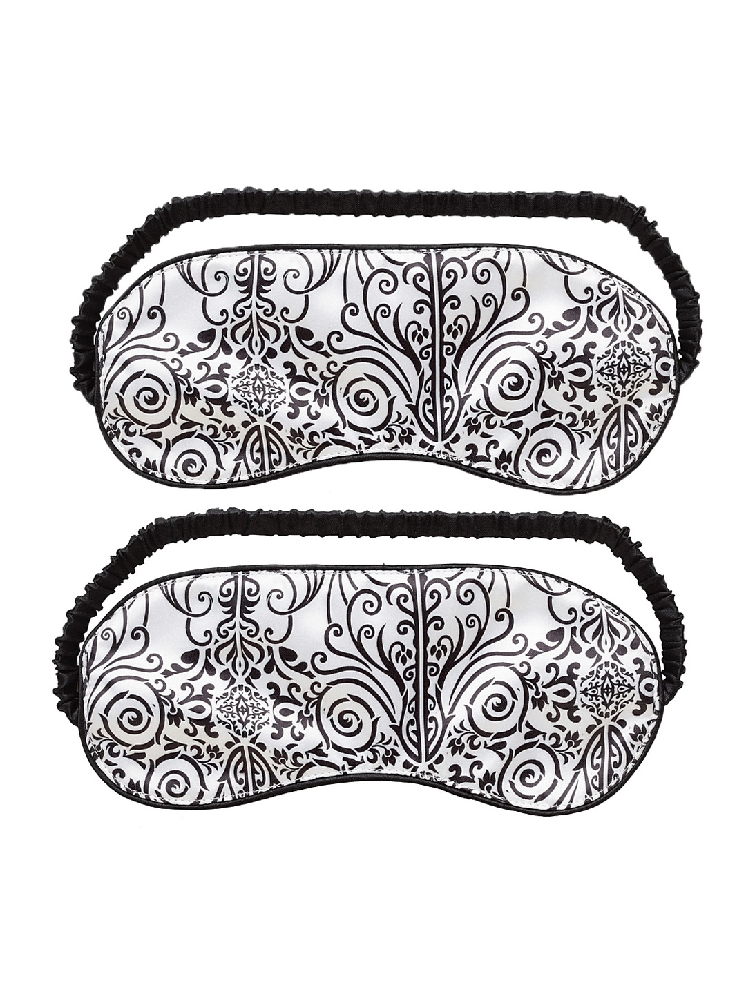 DECOREALM Unisex Pack Of 2 Black & White Printed Travel Eye Masks