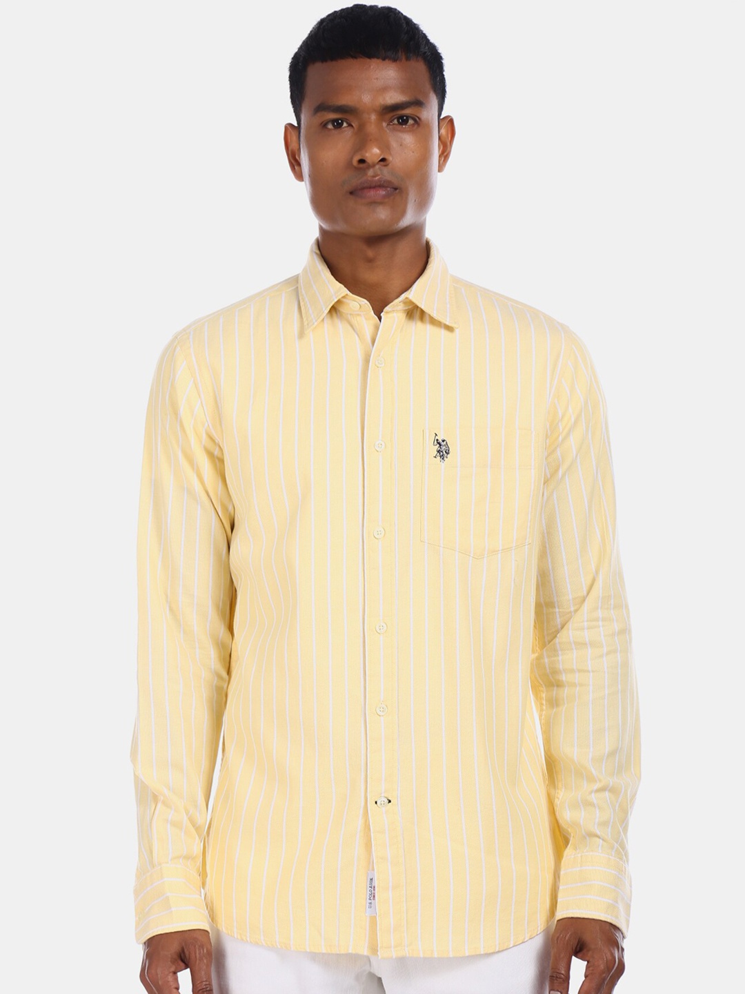 

U.S. Polo Assn. Men Yellow Regular Fit Striped Casual Shirt