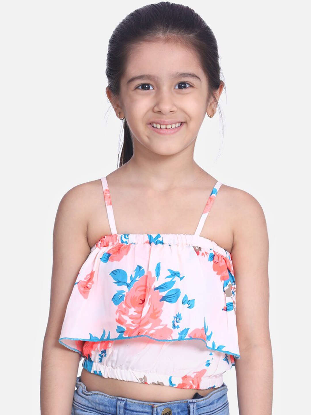 

Cutiekins Girls Pink Floral Printed Blouson Top