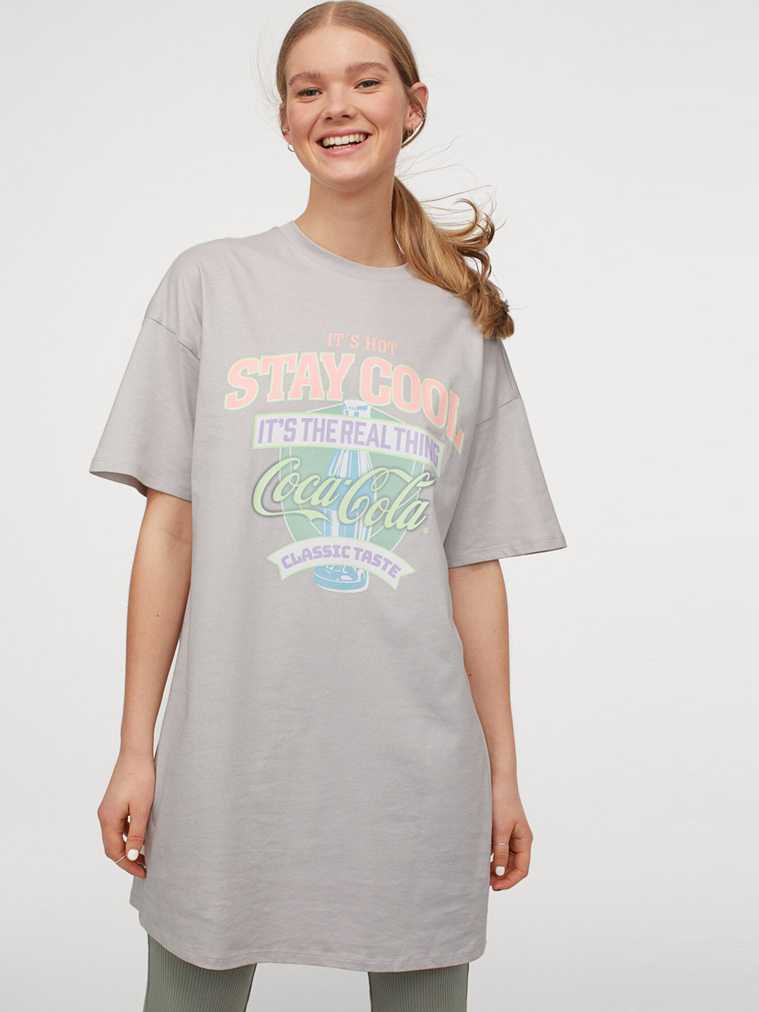

H&M Women Grey Printed T-shirt Dress