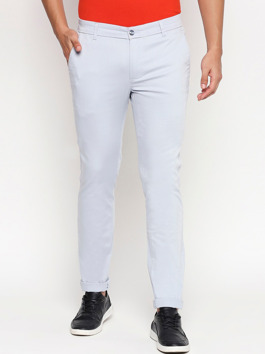 

Basics Men Blue Tapered Fit Solid Chinos
