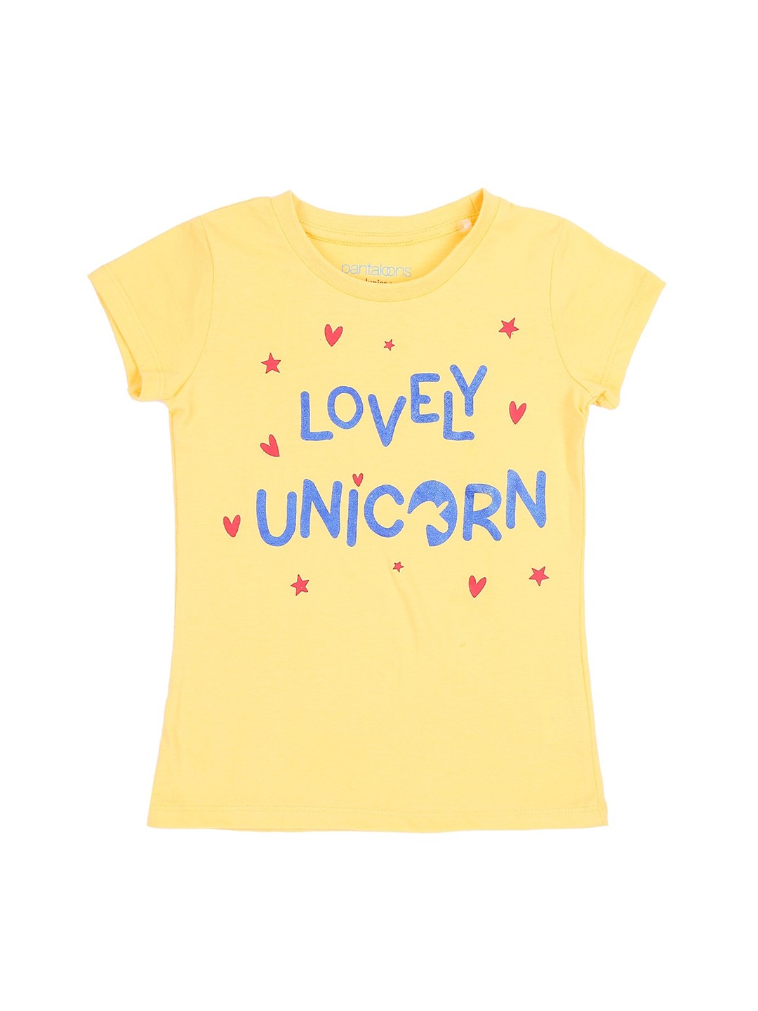 

Pantaloons Junior Girls Yellow Printed Round Neck T-shirt
