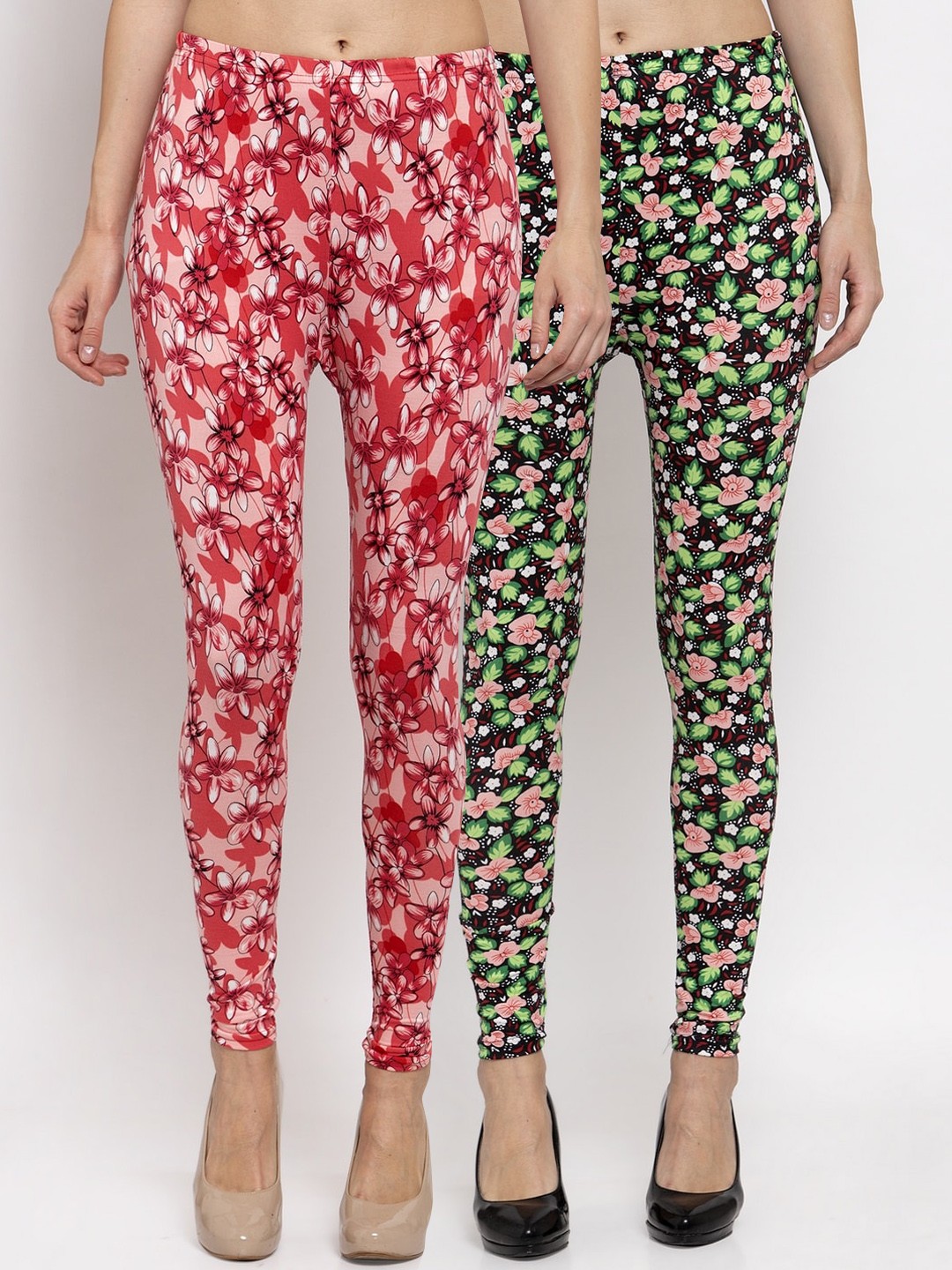 

KLOTTHE Women Pack Of 2 Printed Ankle-Length Leggings, Red