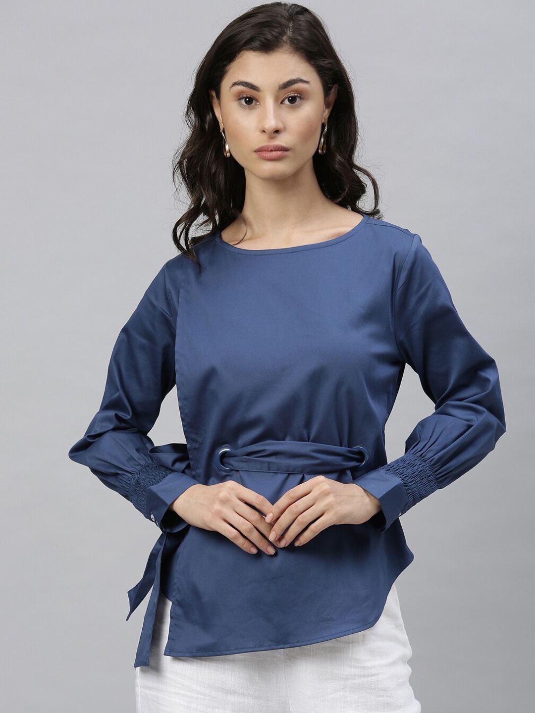

RAREISM Blue Cinched Waist Top