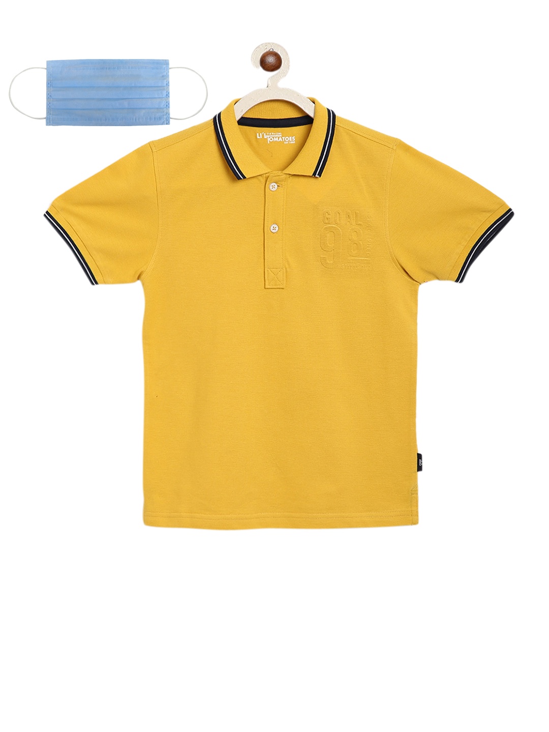 

Lil Tomatoes Boys Yellow Solid Polo Collar Pure Cotton T-shirt