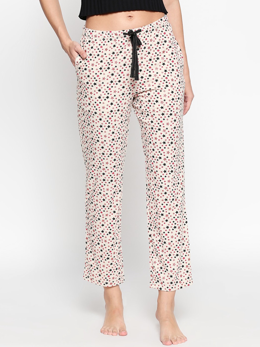 

Dreamz by Pantaloons Women Beige & Black Printed Lounge Pants