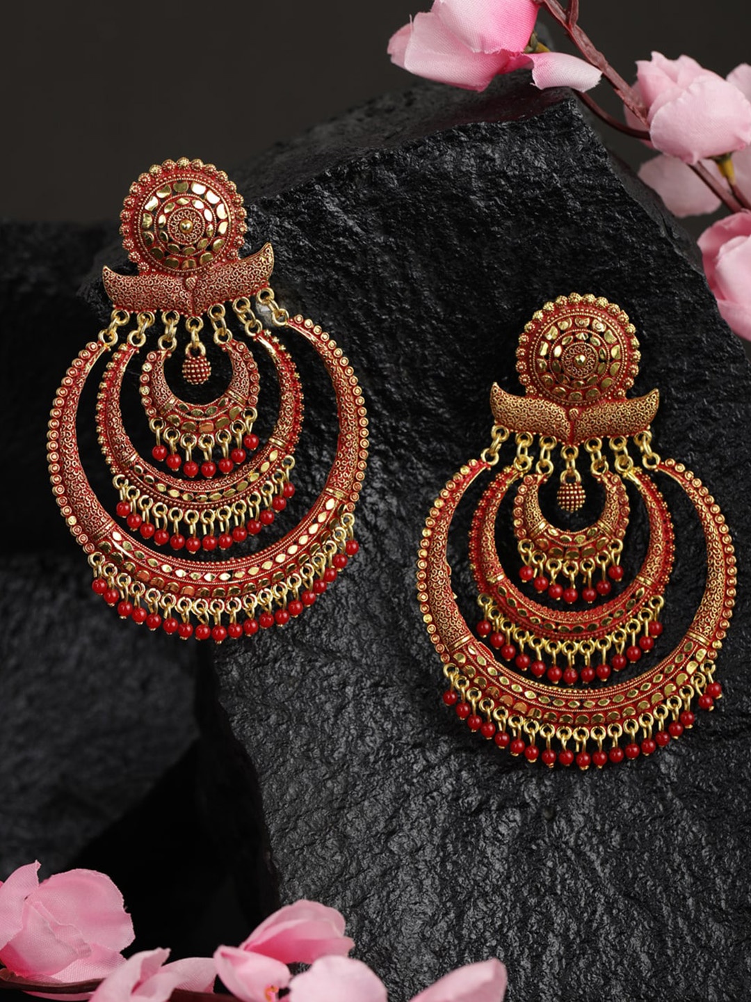

Priyaasi Maroon Circular Chandbalis