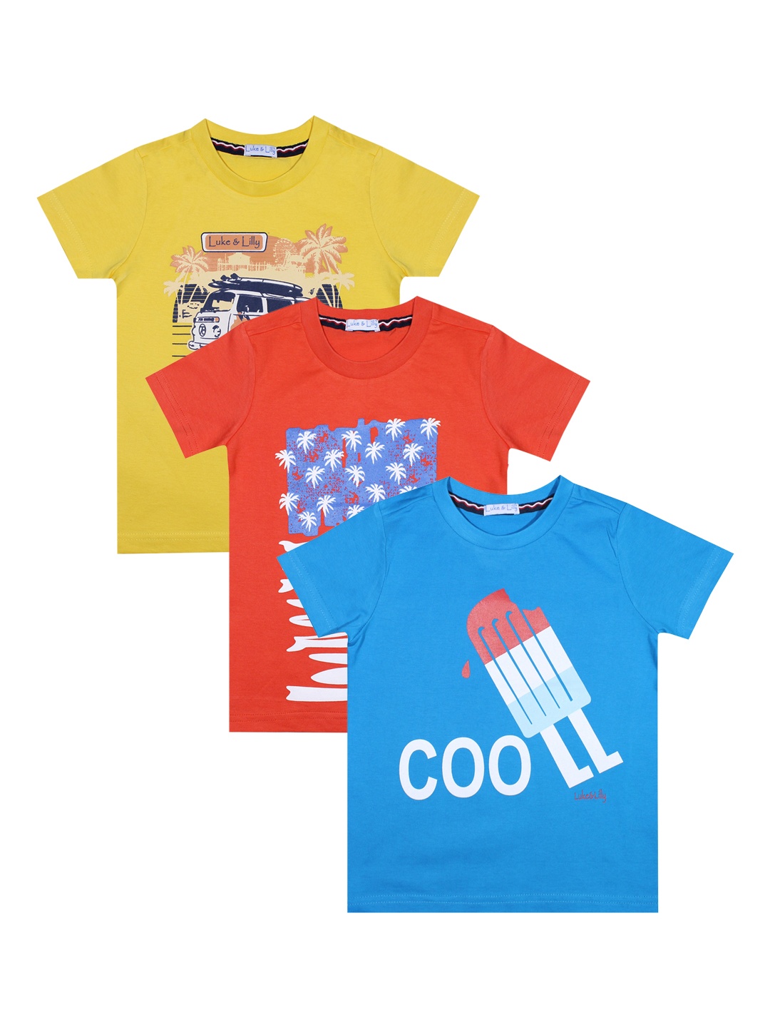 

Luke & Lilly Boys Pack of 3 Printed Round Neck T-shirts, Yellow