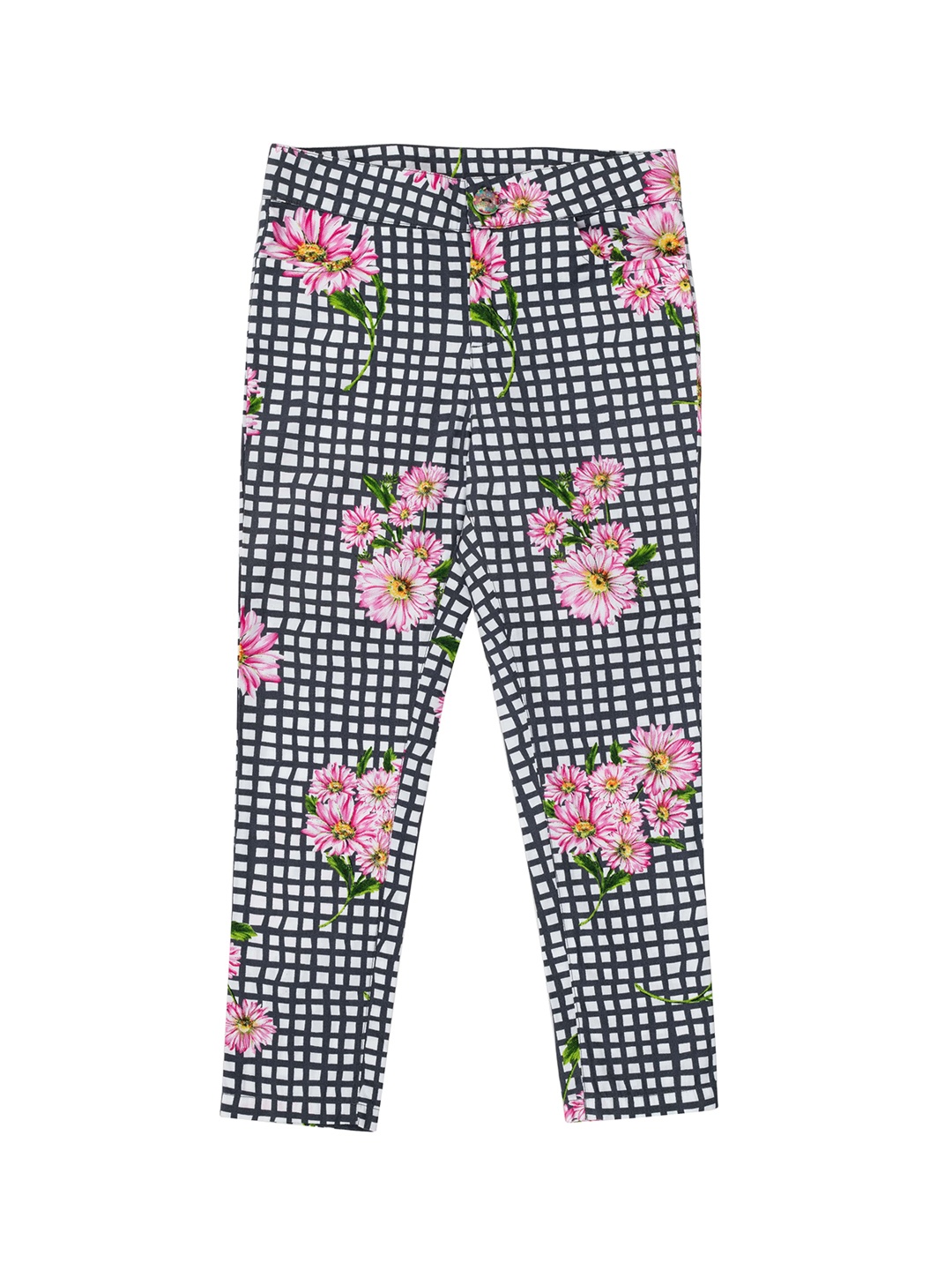 UNDER FOURTEEN ONLY Girls White Regular Fit Printed Regular Trousers