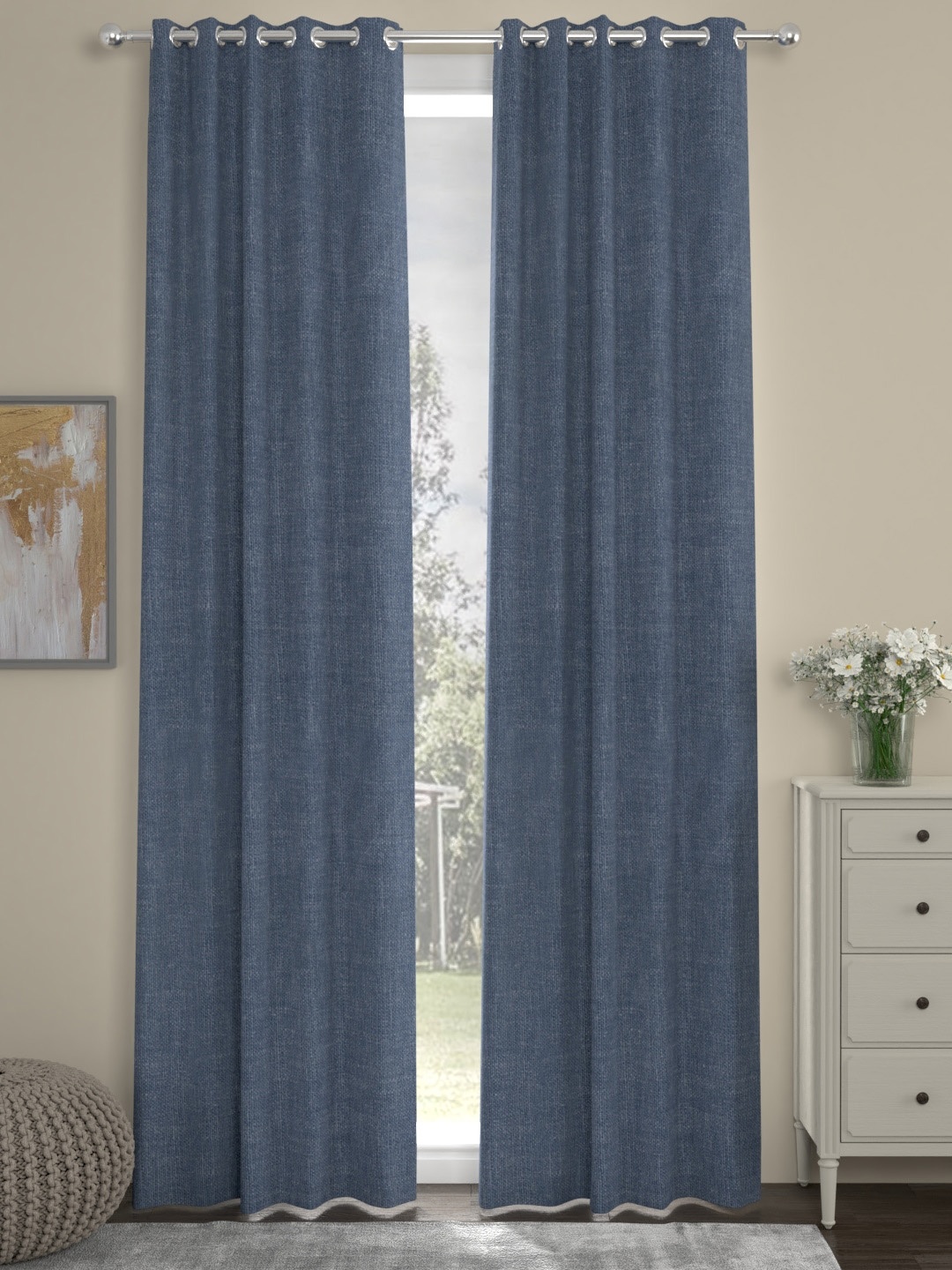 

ROSARA HOME Navy Blue Single Door Curtain