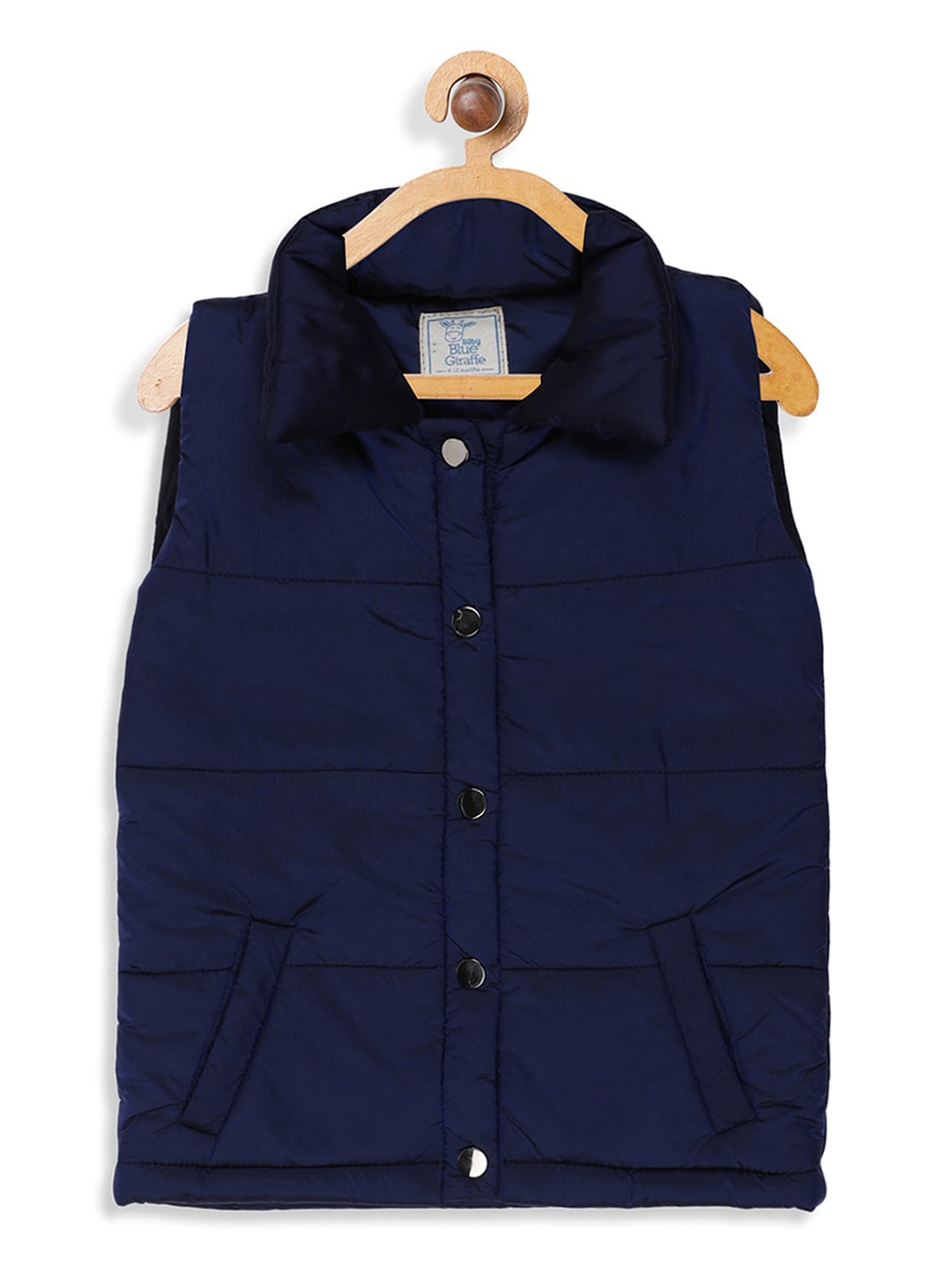 Blue Giraffe Infant Girls Navy Blue Solid Padded Jacket