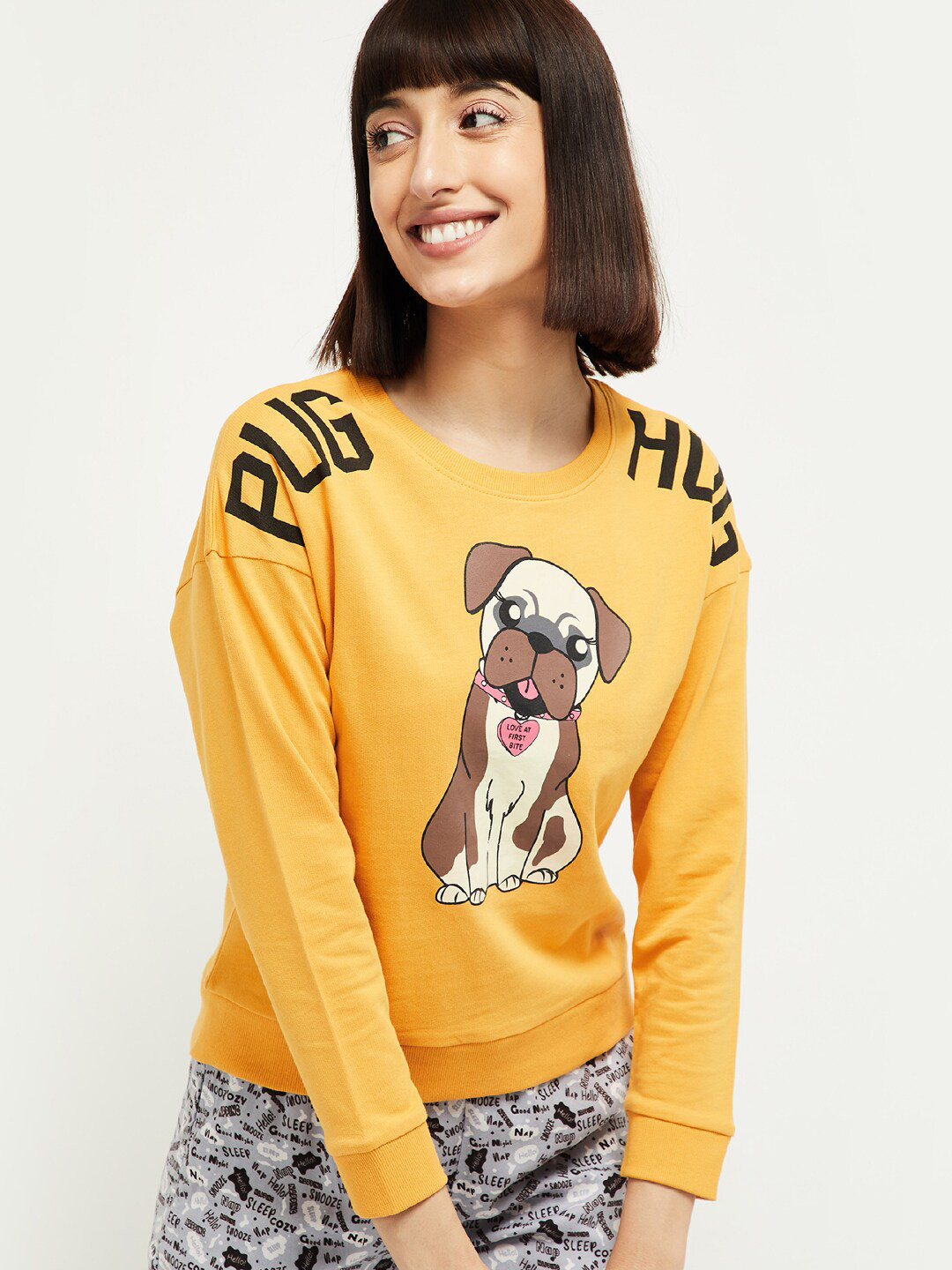 

max Women Mustard Printed Sweatshirt