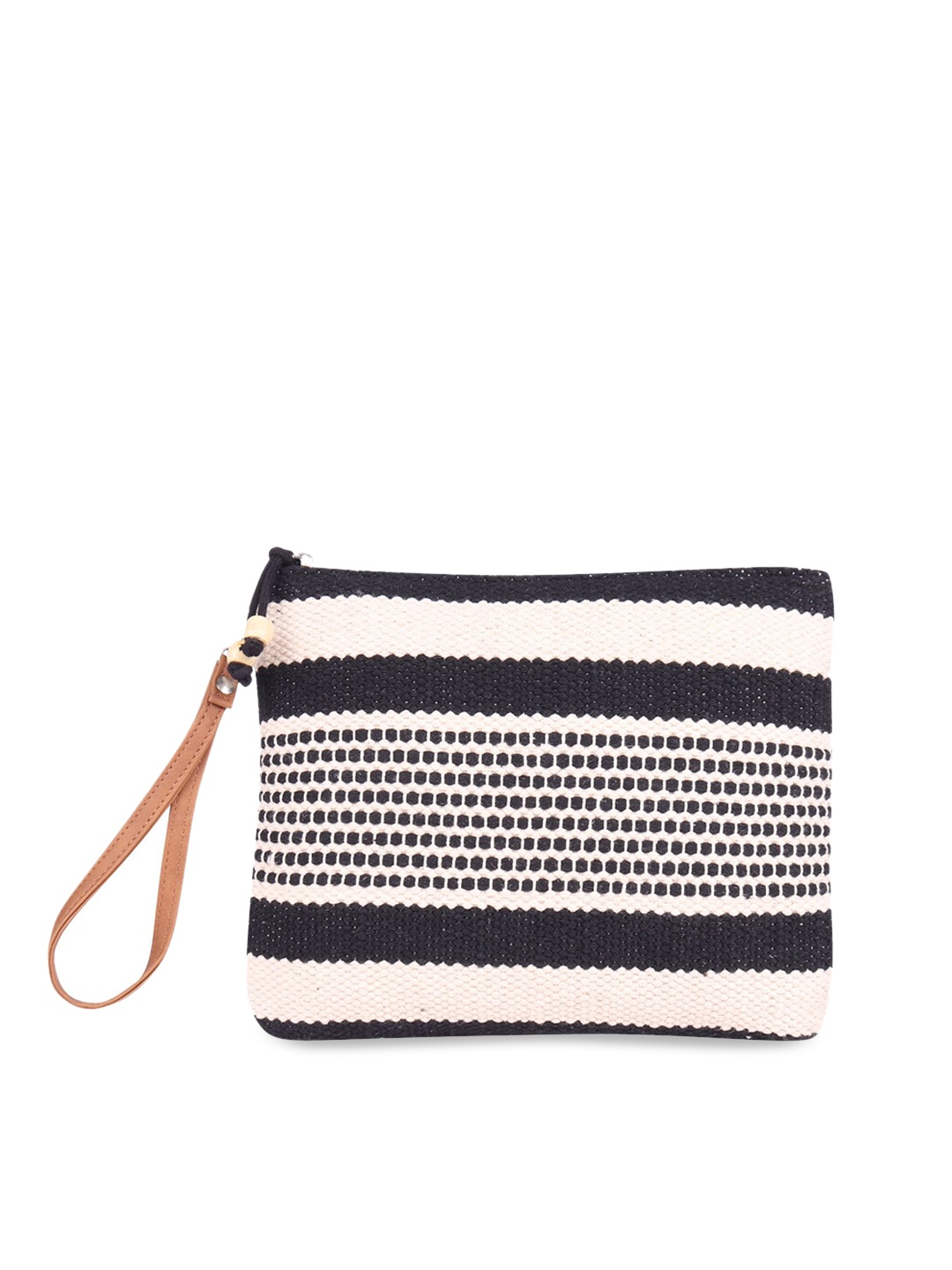 

ASTRID Black & White Cotton Striped Travel Pouch