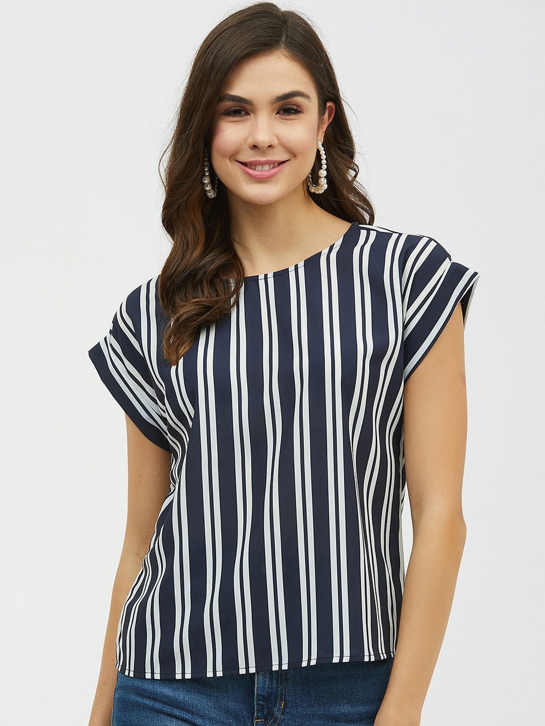 

Harpa Women Navy Blue Striped Top