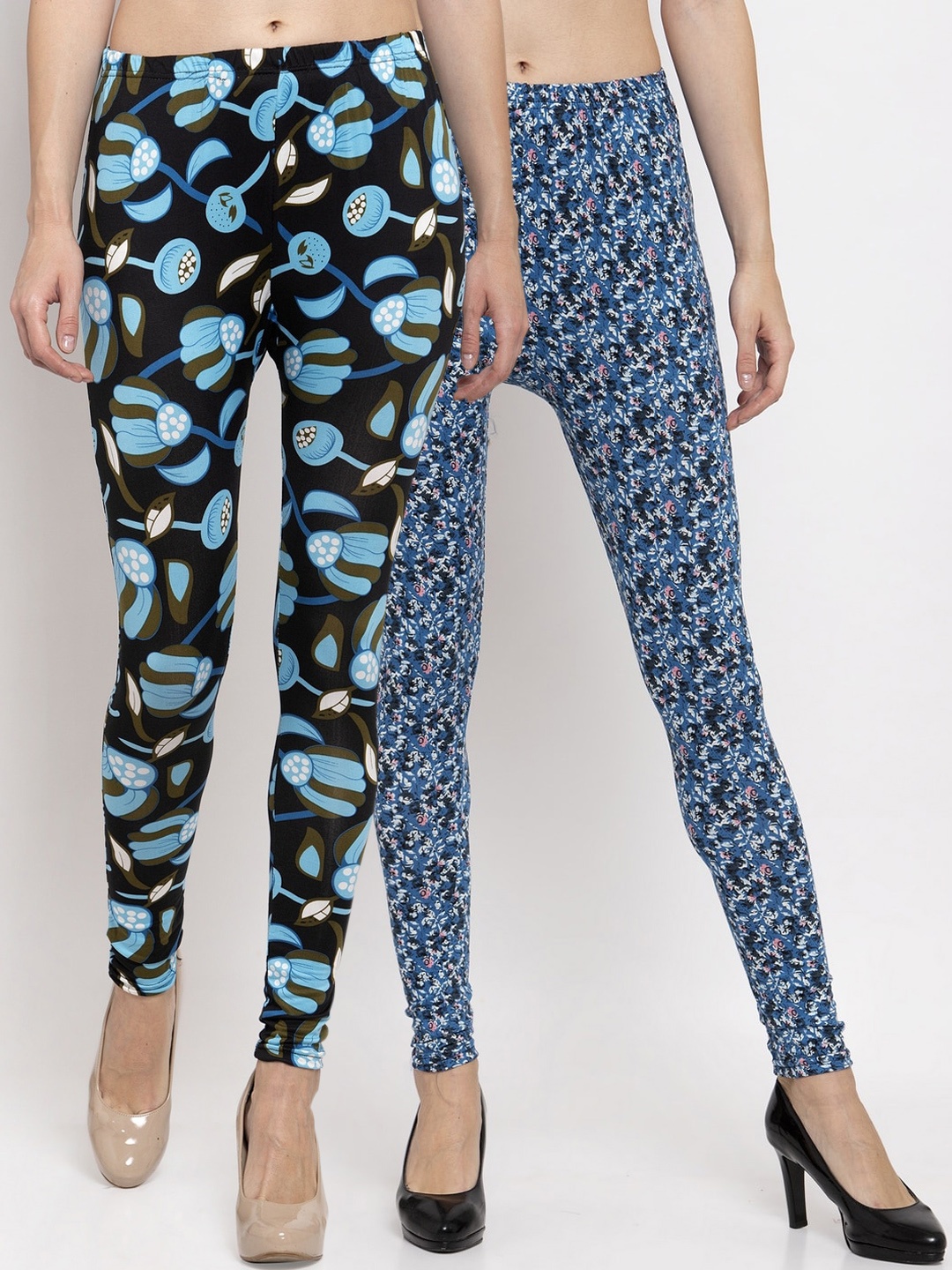

KLOTTHE Women Pack Of 2 Printed Ankle-Length Leggings, Black