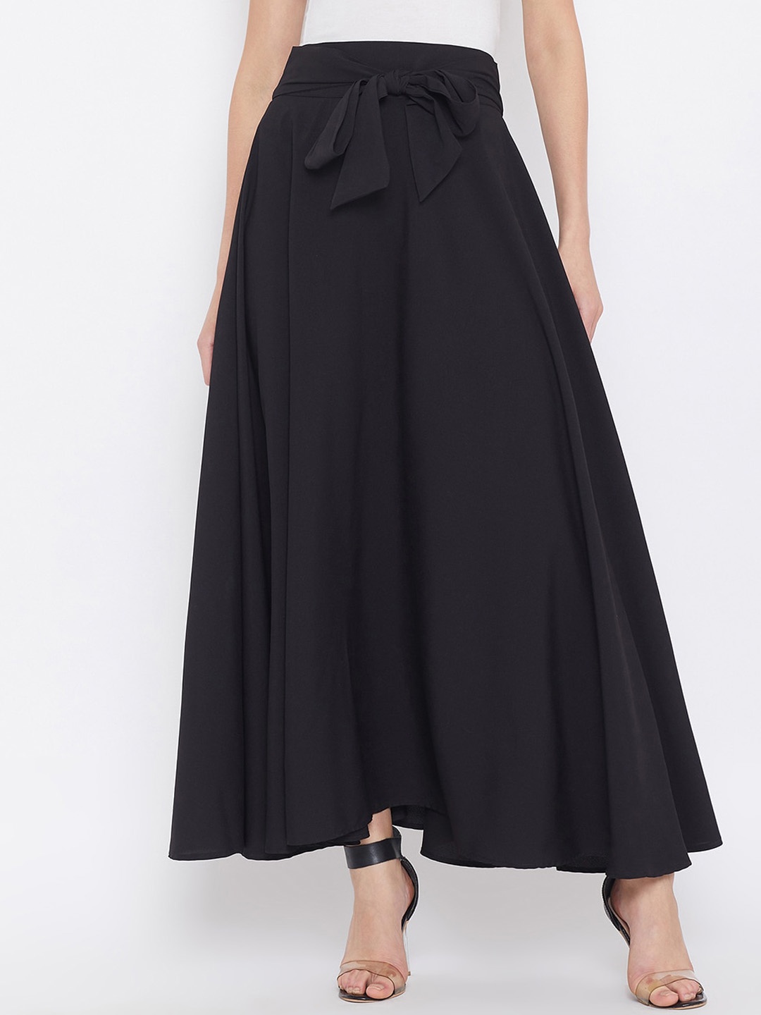 

Berrylush Black Bow-Tie High-Waist Maxi Skirt