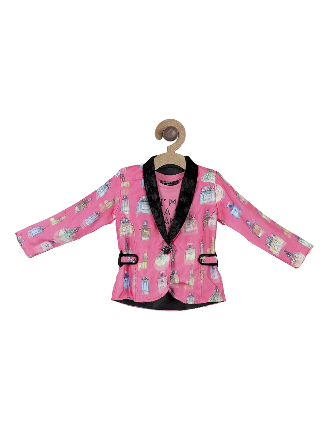 

Actuel Girls Pink & Black Single Breasted Party Blazer