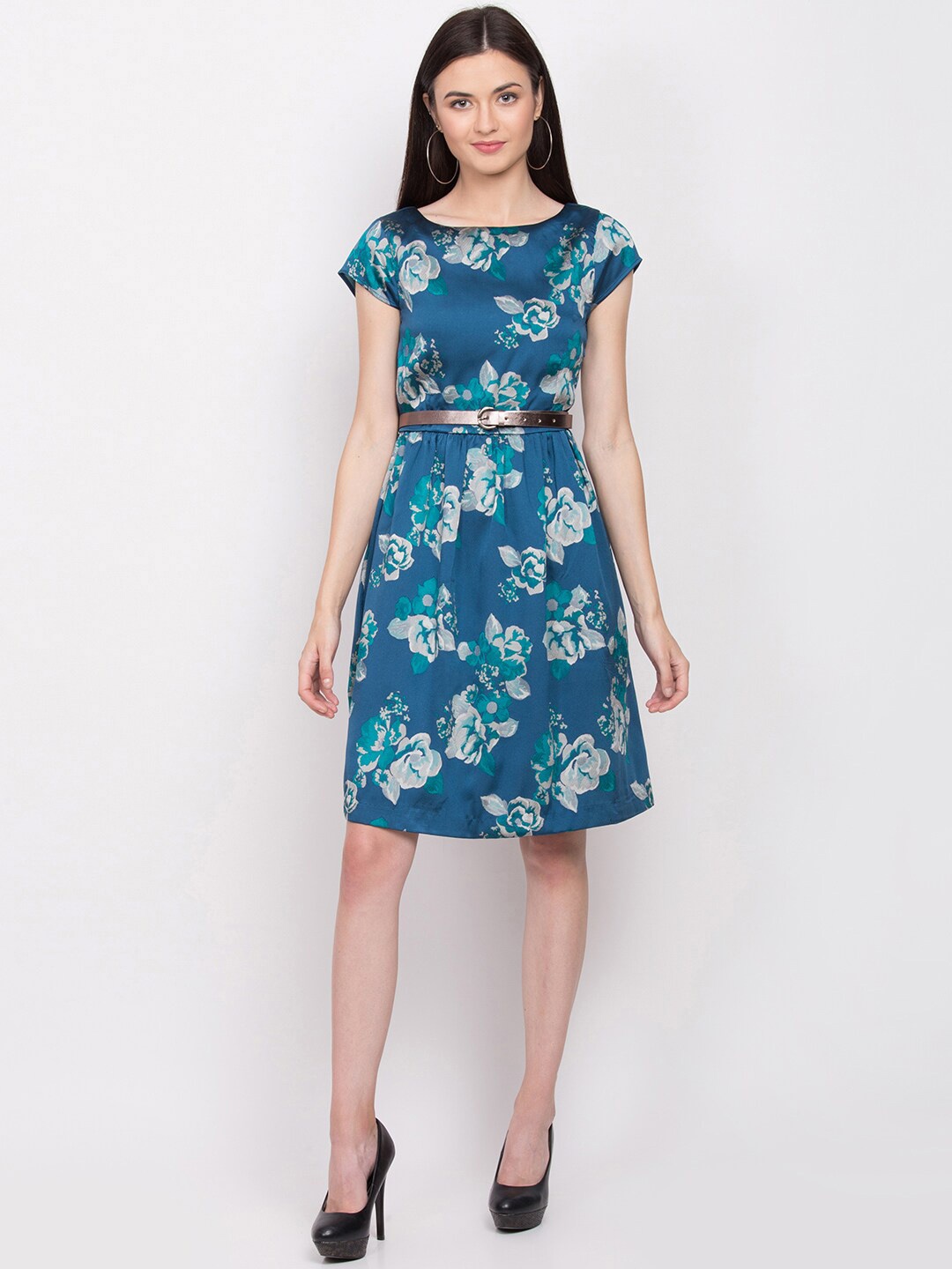 

ZOELLA Women Green Printed Fit and Flare Dress