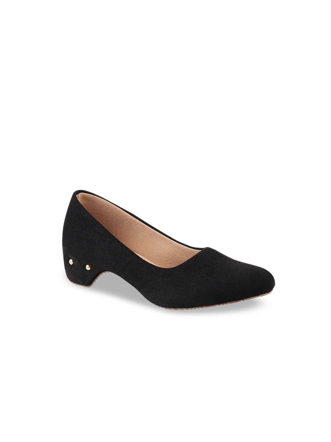 

Shoetopia Girls Black Solid Suede Pumps