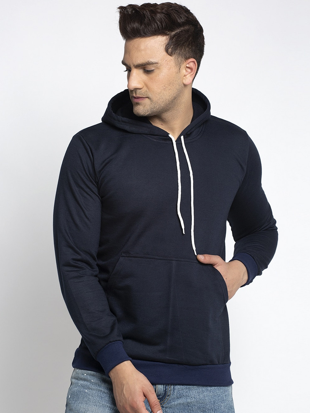 

KATSO Men Navy Blue Solid Sweatshirt