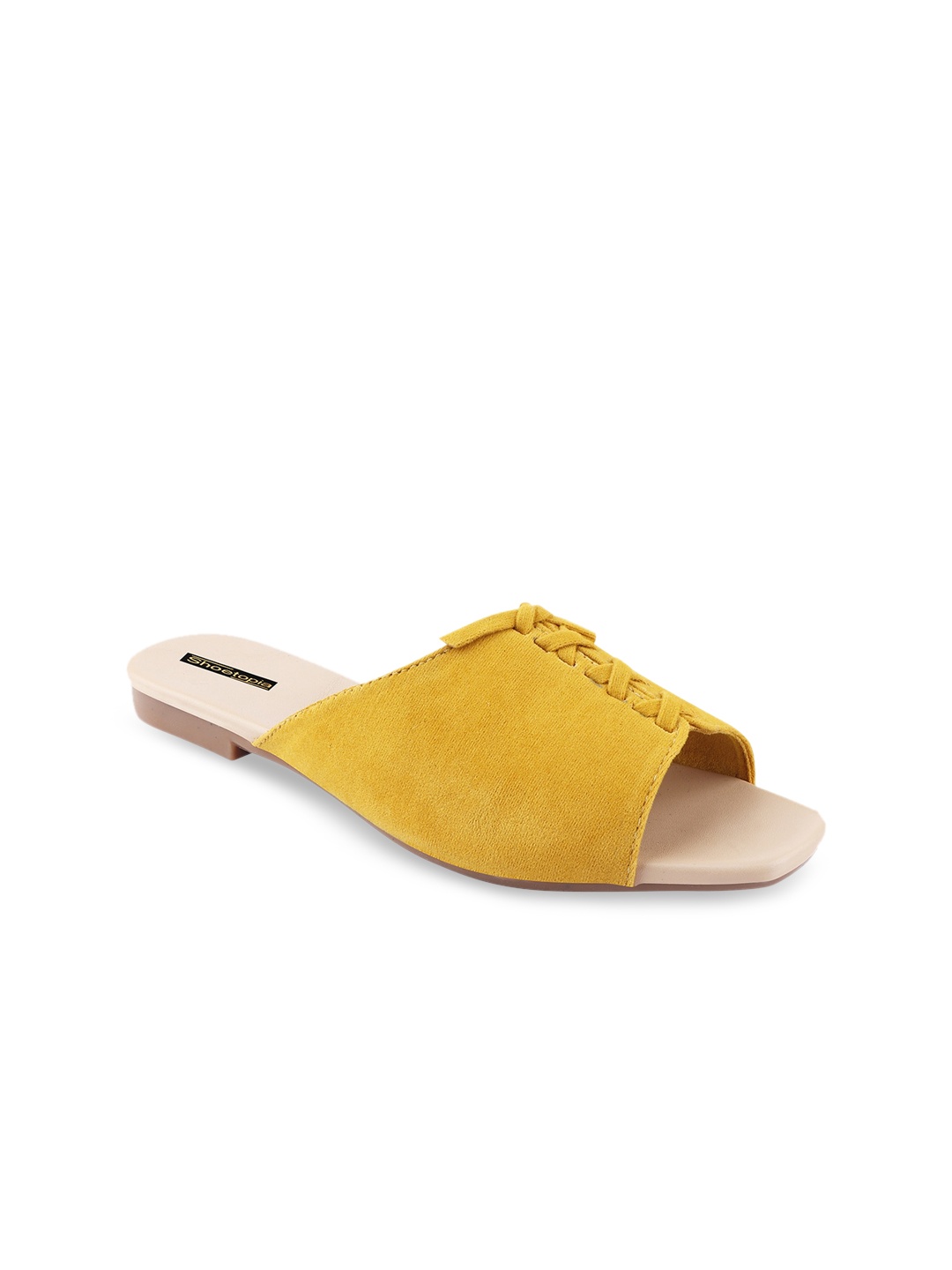 

Shoetopia Girls Yellow Solid Suede Open Toe Flats