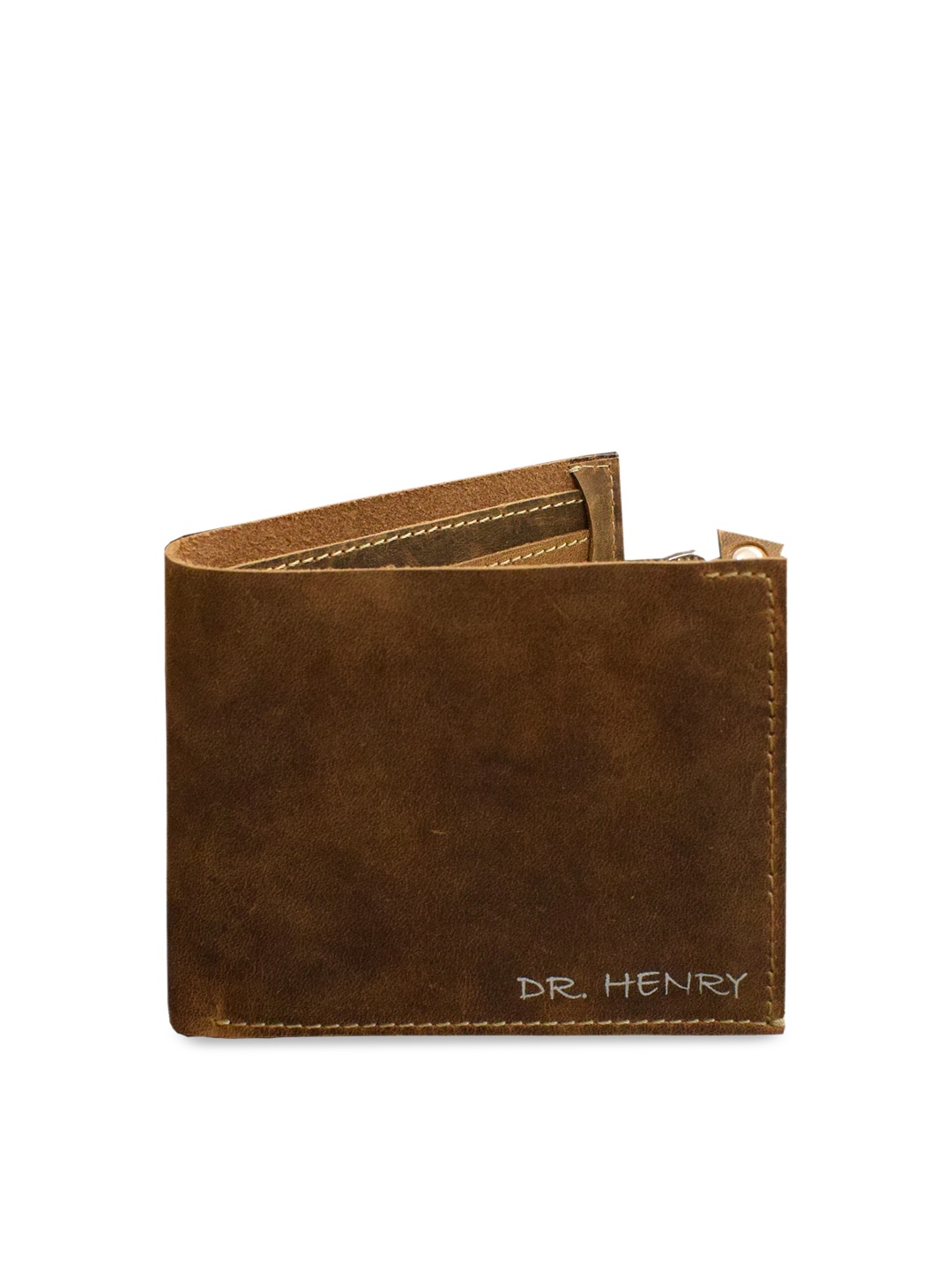 

DR. HENRY Men Tan Textured Leather Two Fold Wallet