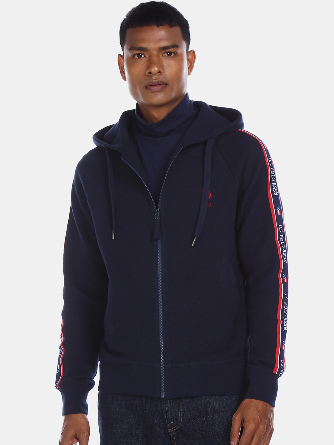 

U.S. Polo Assn. Men Blue Solid Hooded Sweatshirt