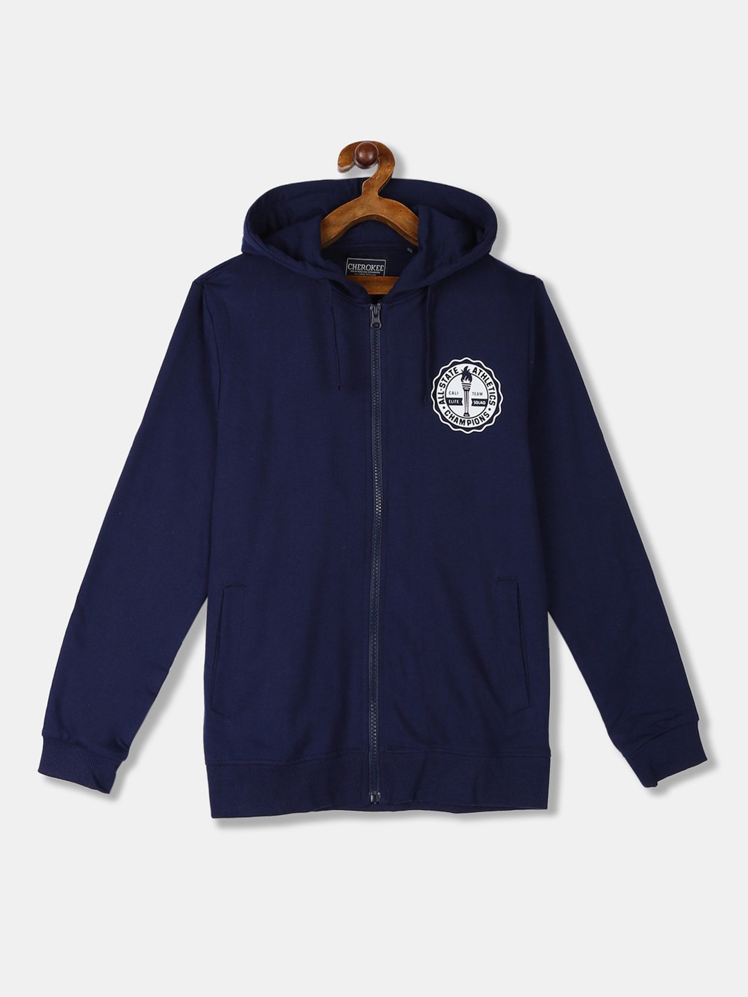 

Cherokee Boys Navy Blue Solid Hooded Sweatshirt