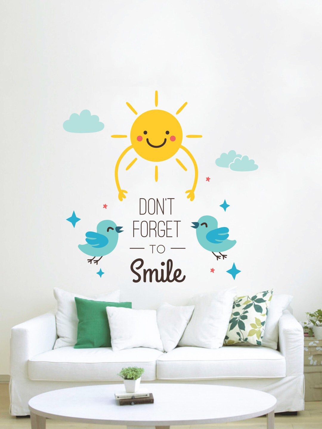 rawpockets Yellow & Green Don't Forget To Smile Wall Sticker