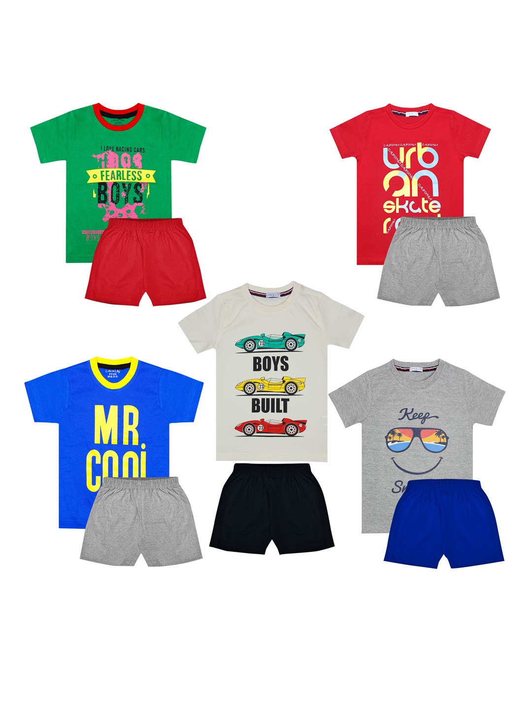 

Luke & Lilly Boys Pack of 5 Printed T-shirt with Shorts, Blue
