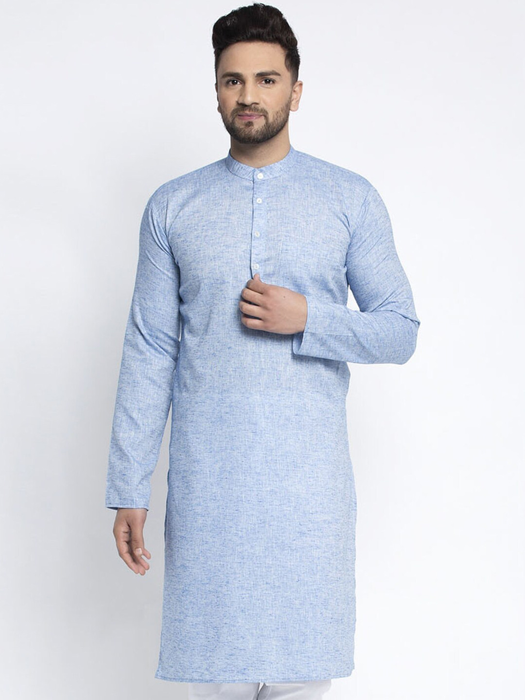 

Jompers Men Turquoise Blue Solid Kurta