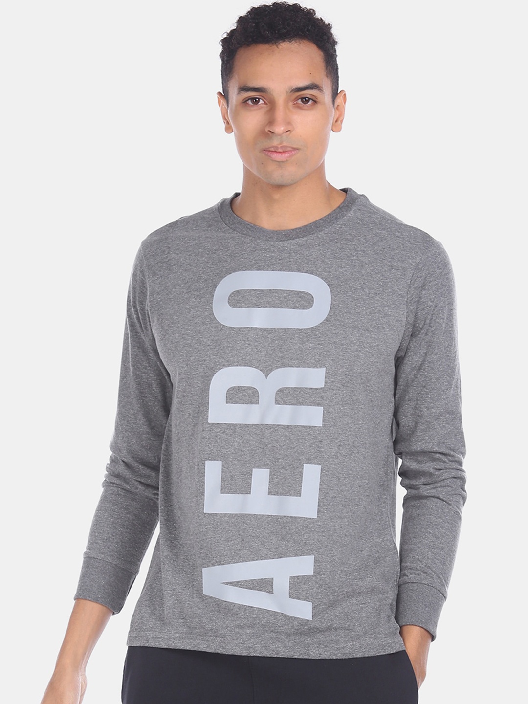 

Aeropostale Men Grey Printed Round Neck T-shirt