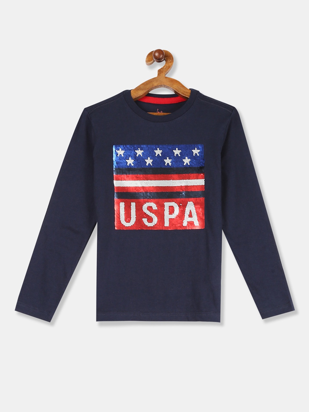

U.S. Polo Assn. Kids Boys Blue Printed Round Neck T-shirt