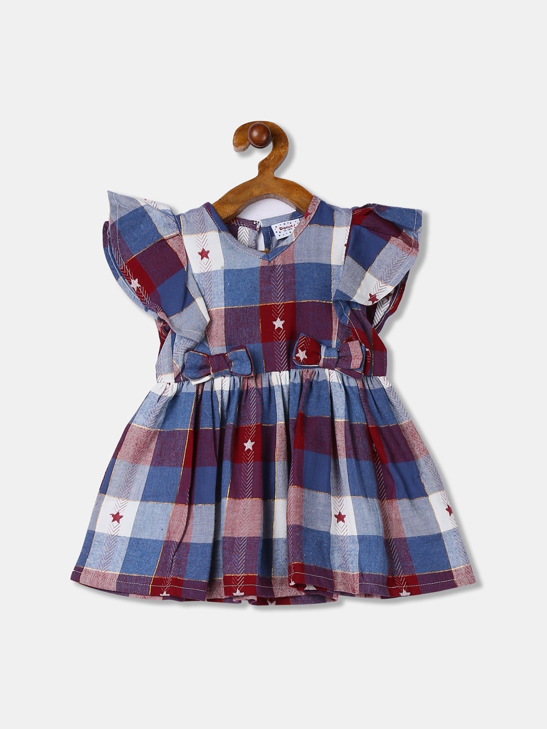 

Donuts Girls Multicoloured Checked Fit and Flare Dress, Multi